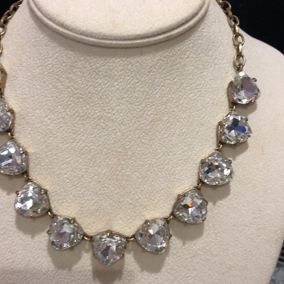 Clear Crystal/Antique Gold Statement Necklace - Picture 3 of 5